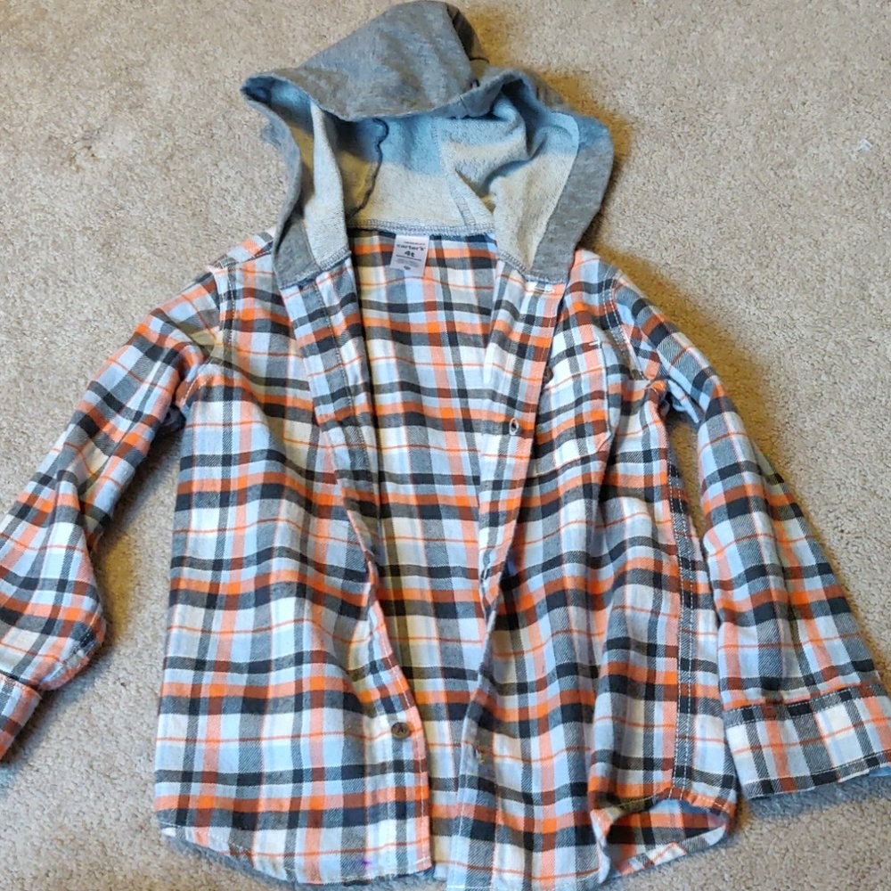 Flannel hooded shirt